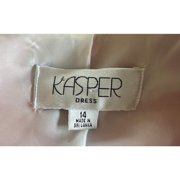 Kasper Pink Floral Dress Womens 14 Sleeveless Belted Fit & Flare Midi V-Neck - Picture 3 of 7